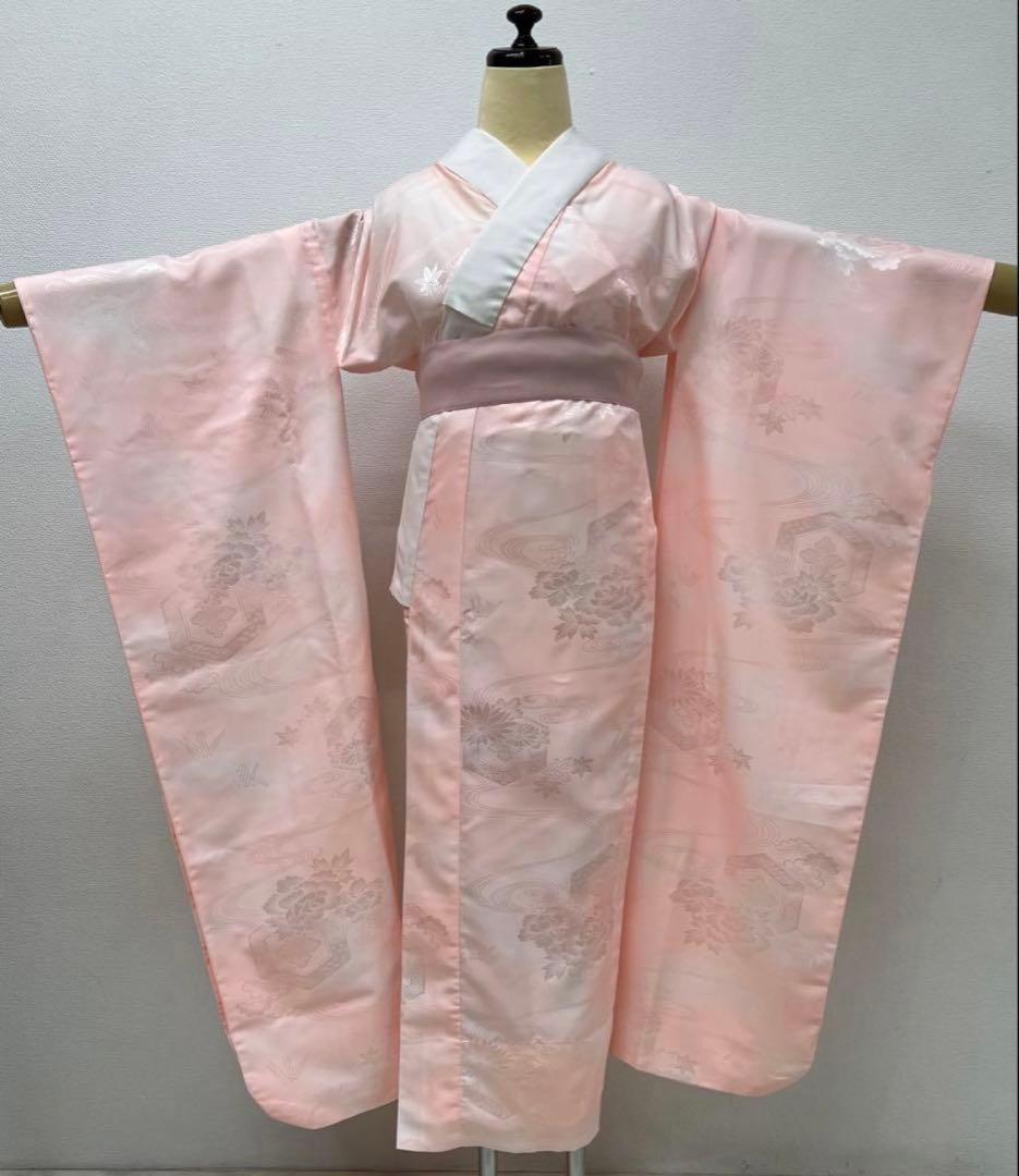 振り袖　フルセット　長襦袢　個性的　鶴　桜　成人式　刺繍入り　長尺袋帯　792