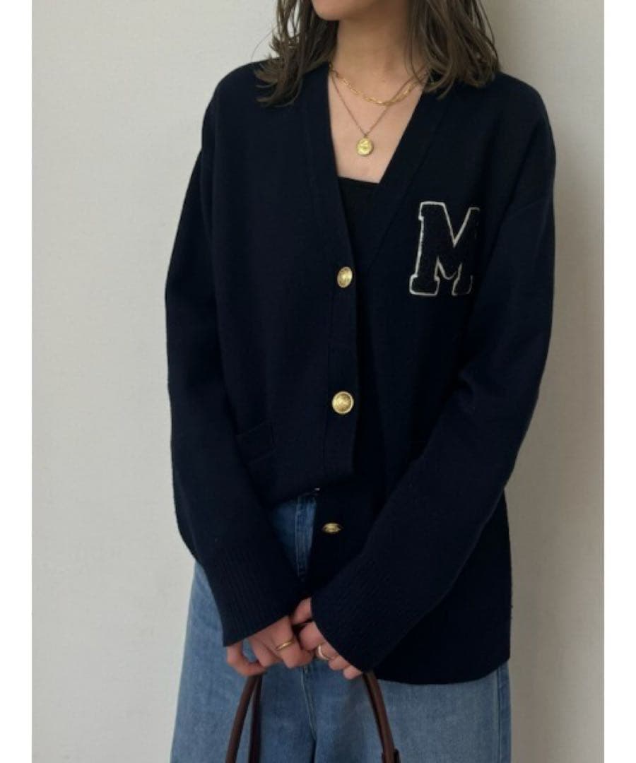 新品 mila owen アップリケデザイン金釦Vネック ニットカーディガン