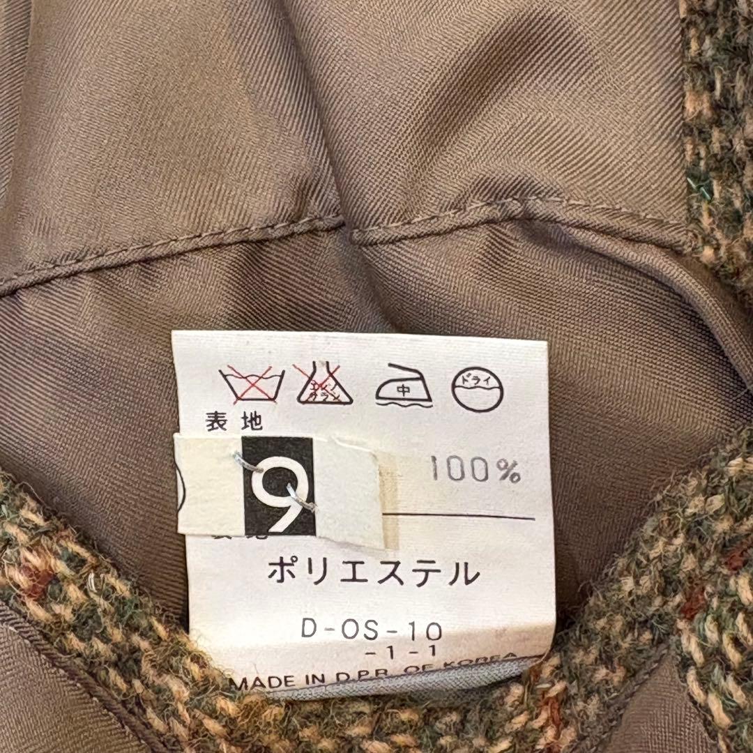【極美品】ハリスツイードテーラードジャケット　ブラウン　チェック　くるみボタン