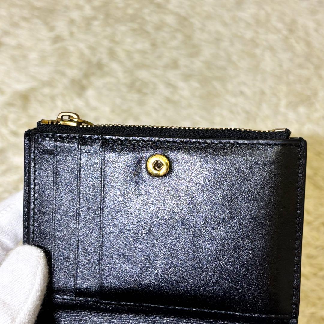 IC内蔵【美品】ボッテガヴェネタ 二つ折り財布 マキシイントレチャート ブラック