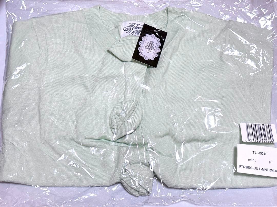 トップス rose motif lame knit cardigan mint