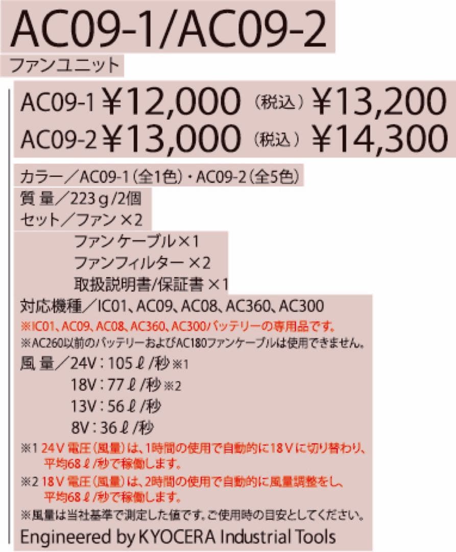 平日即日発送バートル AC09-2 19.ザックエアークラフトファンセット空調服