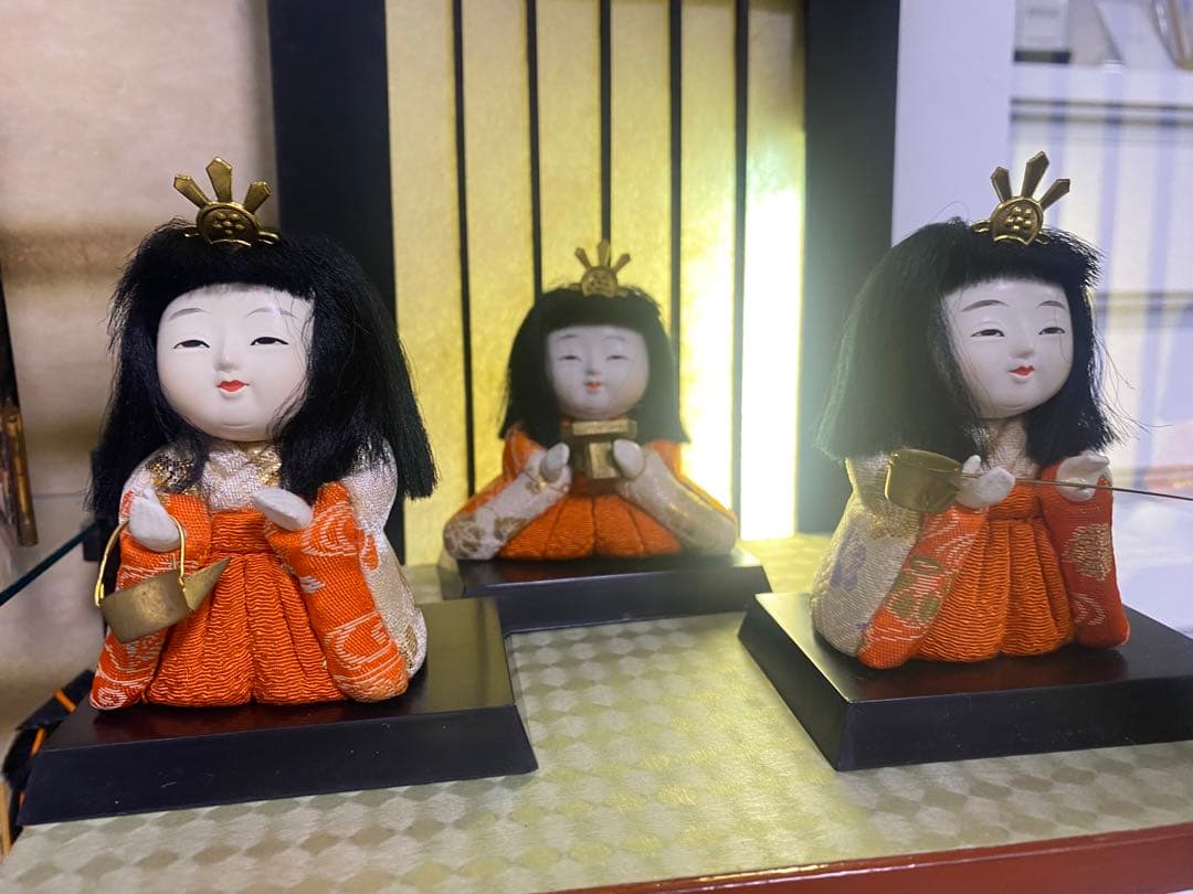 ひな祭り 泰光作 宝春雛 ガラスケース入り 雛人形15人1960年代昭和レトロ