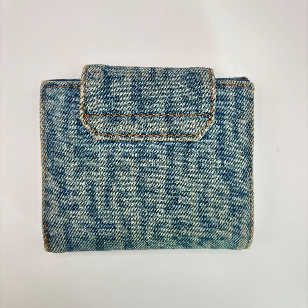 DIESEL 二つ折り財布　デニム　Dロゴ　キャンバス　シルバー　財布　レザー