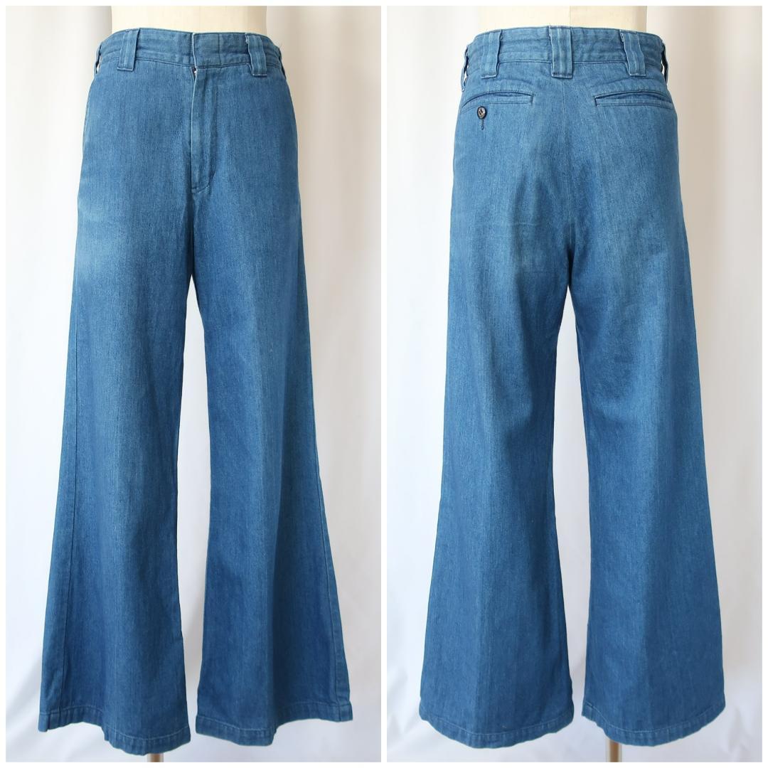 ハイク HYKE ワイドレッグ デニムパンツ ハイウエスト ブルー 1