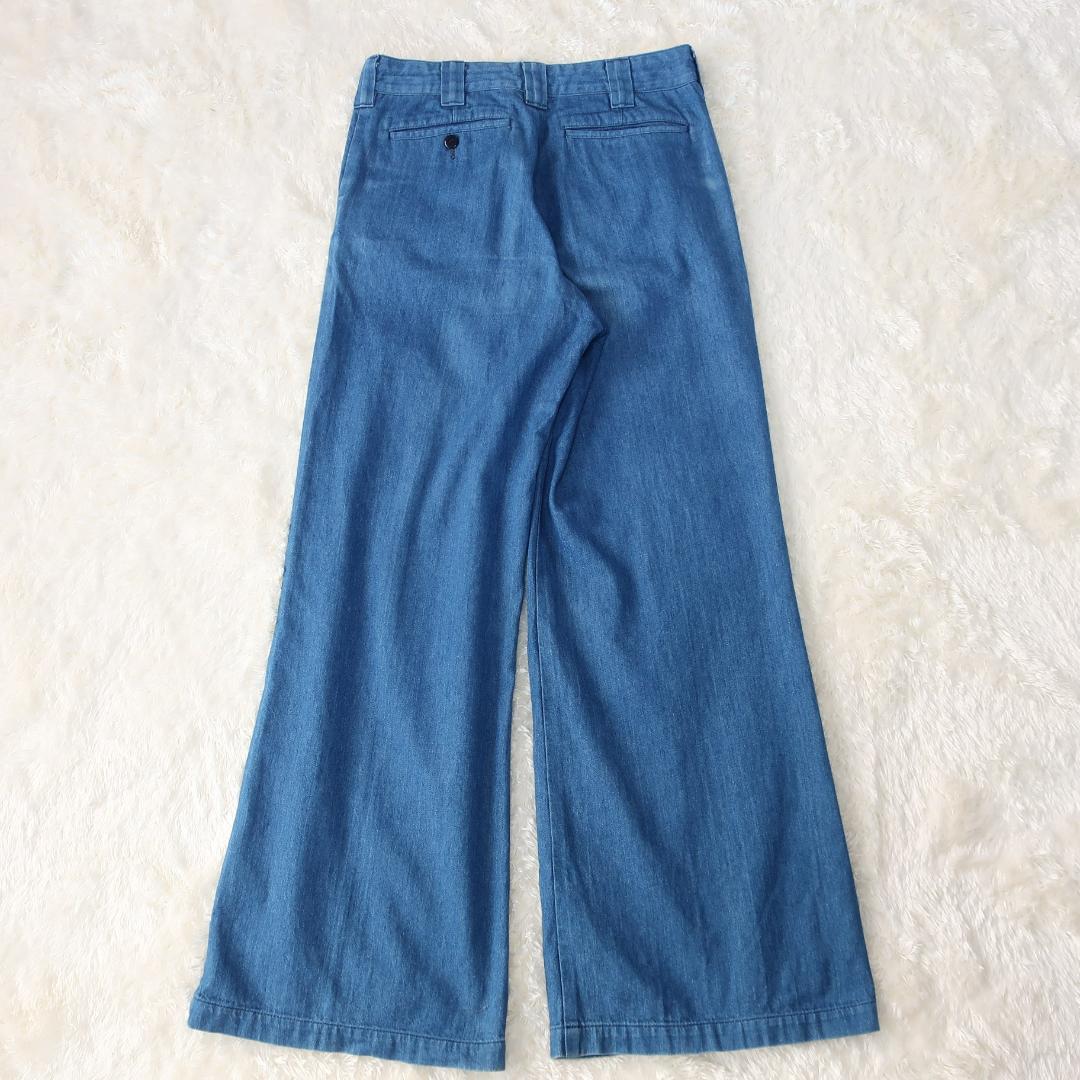 ハイク HYKE ワイドレッグ デニムパンツ ハイウエスト ブルー 1