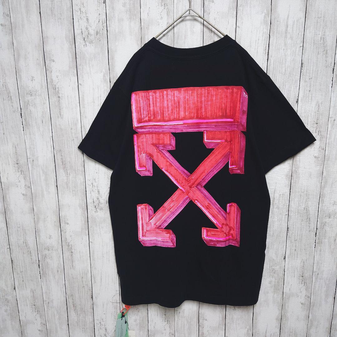 【QR鑑定済】オフホワイト　マーカー　クロスアロー　バックプリント　Tシャツ
