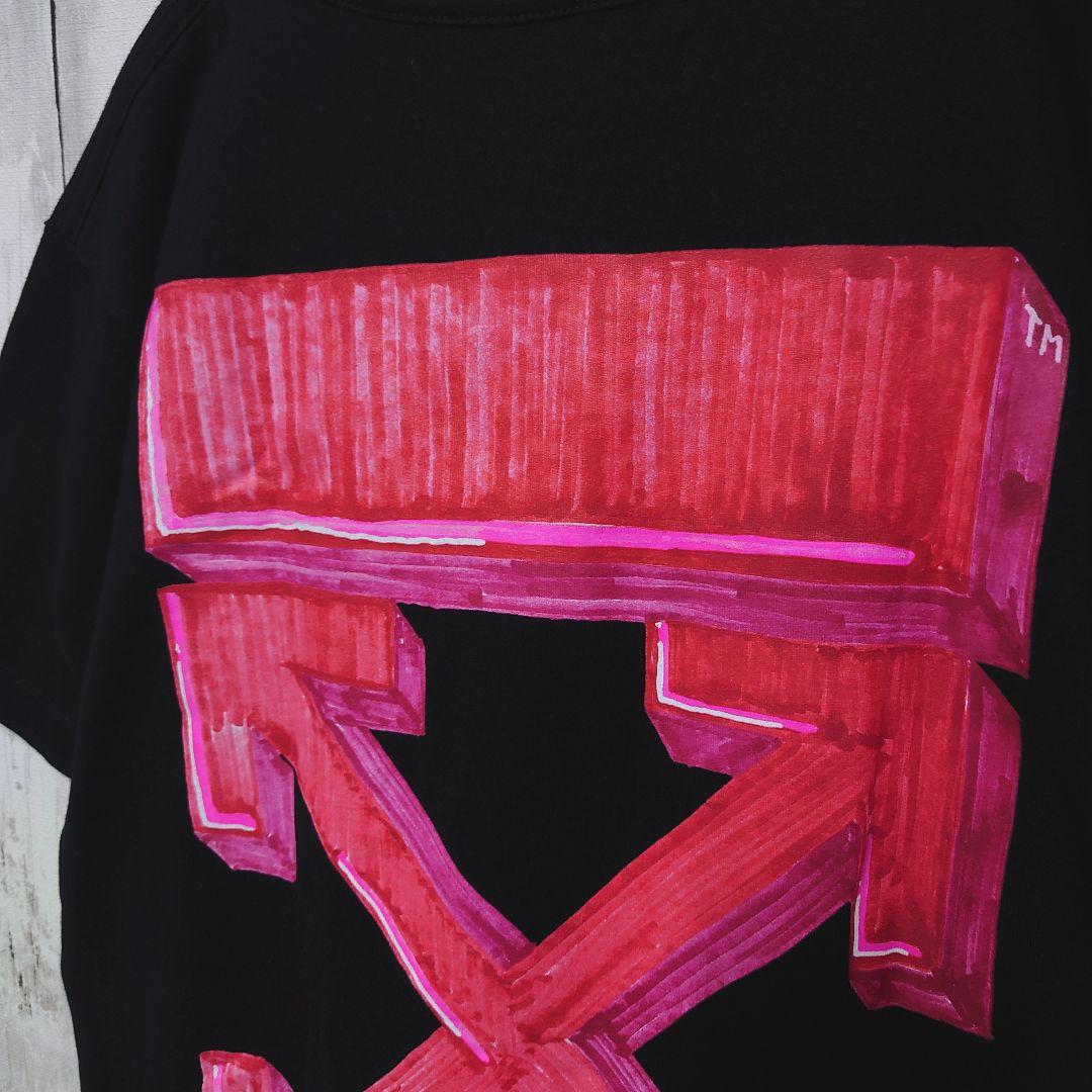 【QR鑑定済】オフホワイト　マーカー　クロスアロー　バックプリント　Tシャツ