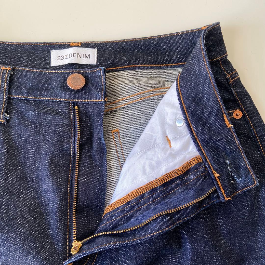 大きめ 23区DENIM ストレッチ デニムスカート 44 XXL ネイビー