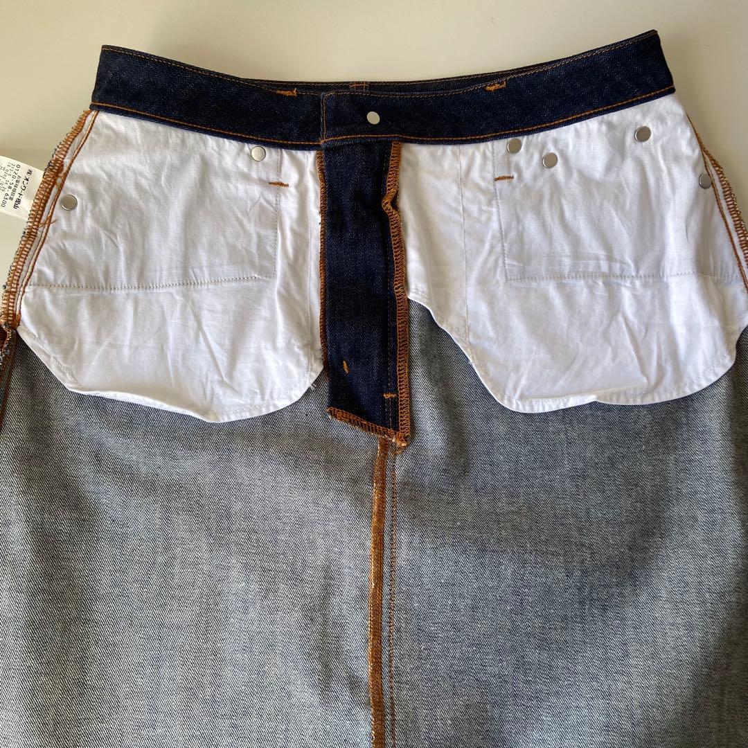 大きめ 23区DENIM ストレッチ デニムスカート 44 XXL ネイビー