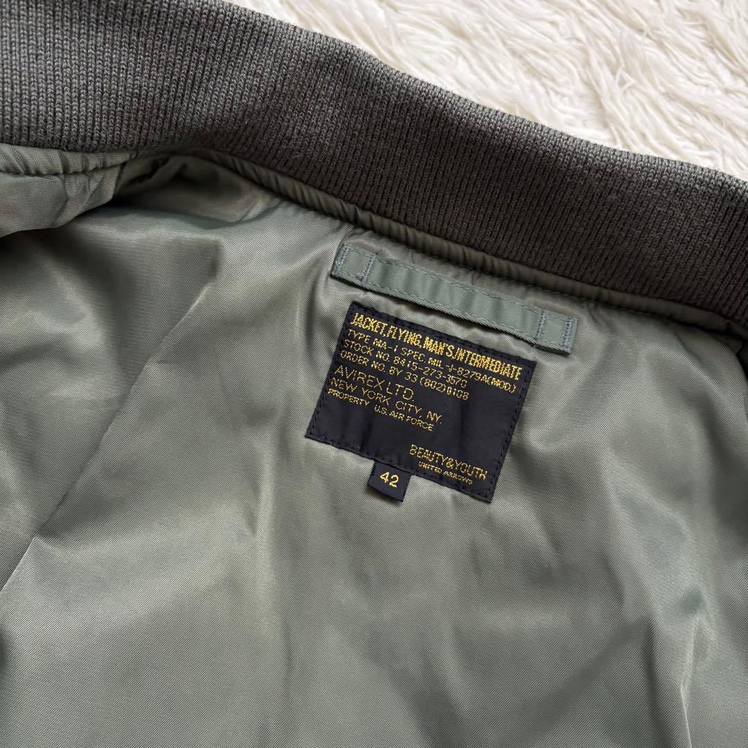 極美品　BEAUTY&YOUTH別注 AVIREX ナイロン MA-1 42