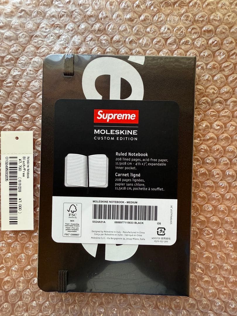 新品未使用 未開封Supreme Moleskine Notebook ブラック