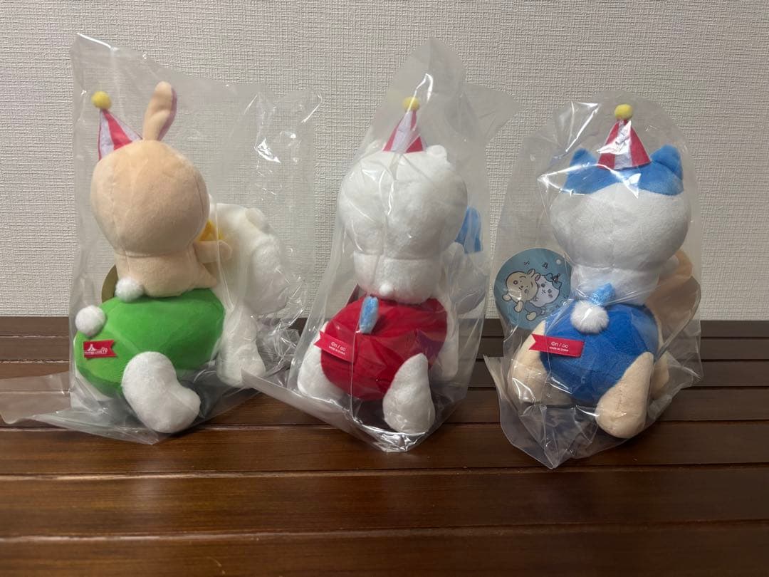 ★新品　ちいかわ　ぴーぽぽぬいぐるみ　セット（ちいかわ、うさぎ、ハチワレ）