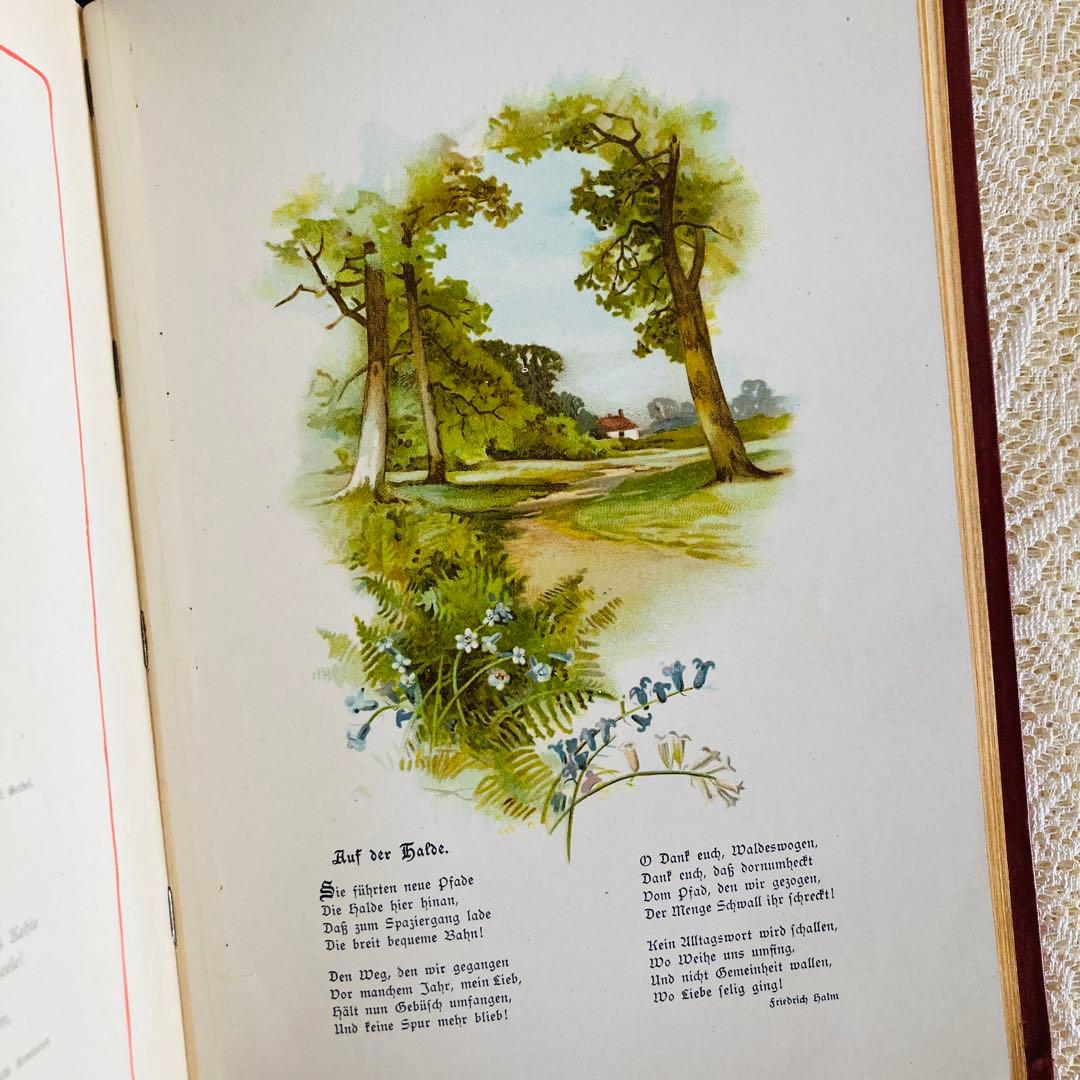 1904年刊行　ドイツの美しいアンティークブック　詩選集　優美な挿絵　洋書・古書