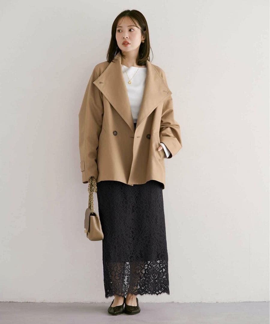 NOBLE コットンダブルクロススタンドショートコート