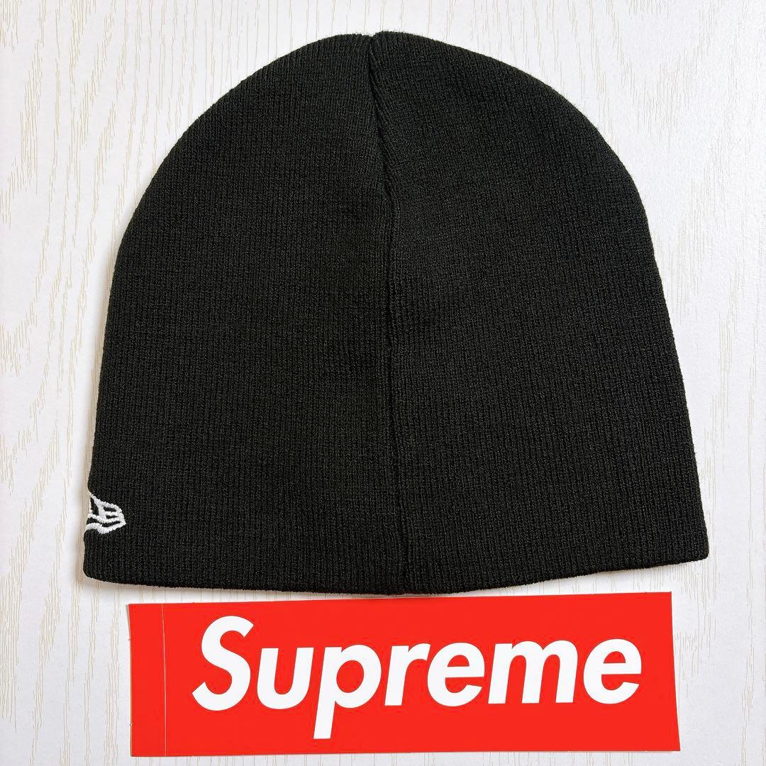 Supreme NEW ERA ニット帽　ビーニー　Sロゴ　ブラック　黒　赤