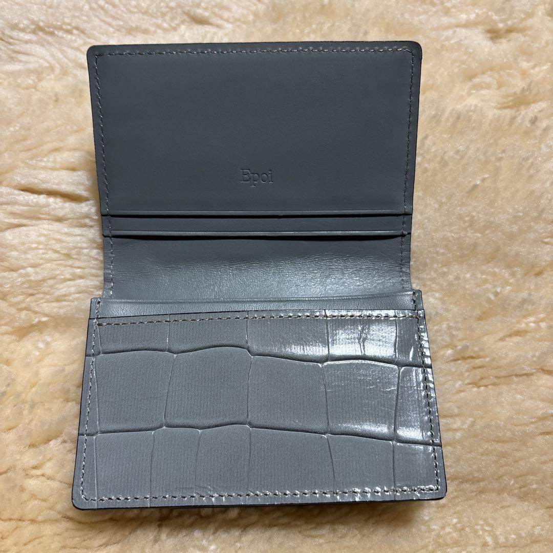 Epoiエポイ TILEタイル 名刺入れ 牛革 グレー