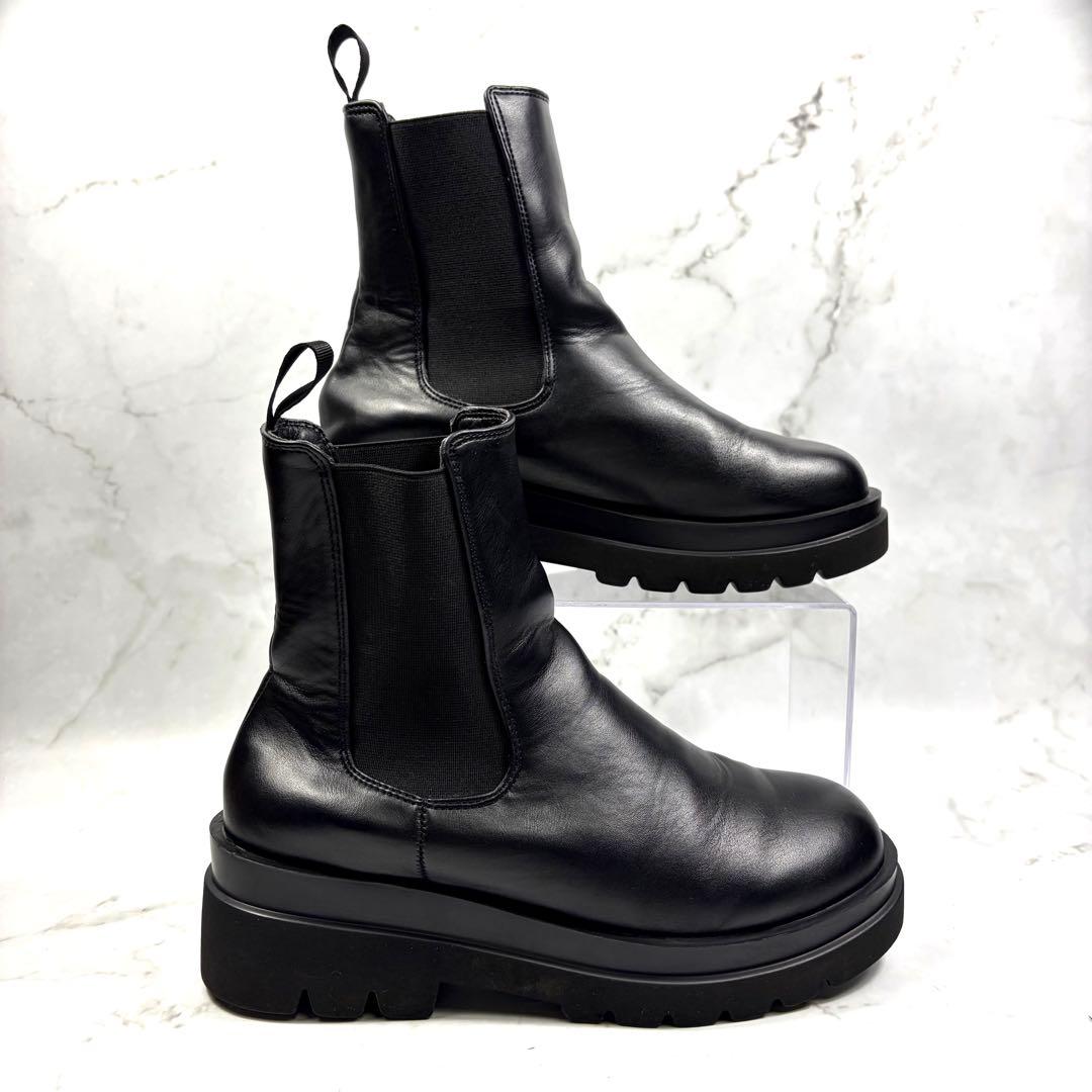 green label relaxing サイドゴアブーツ S 黒 レザー 厚底