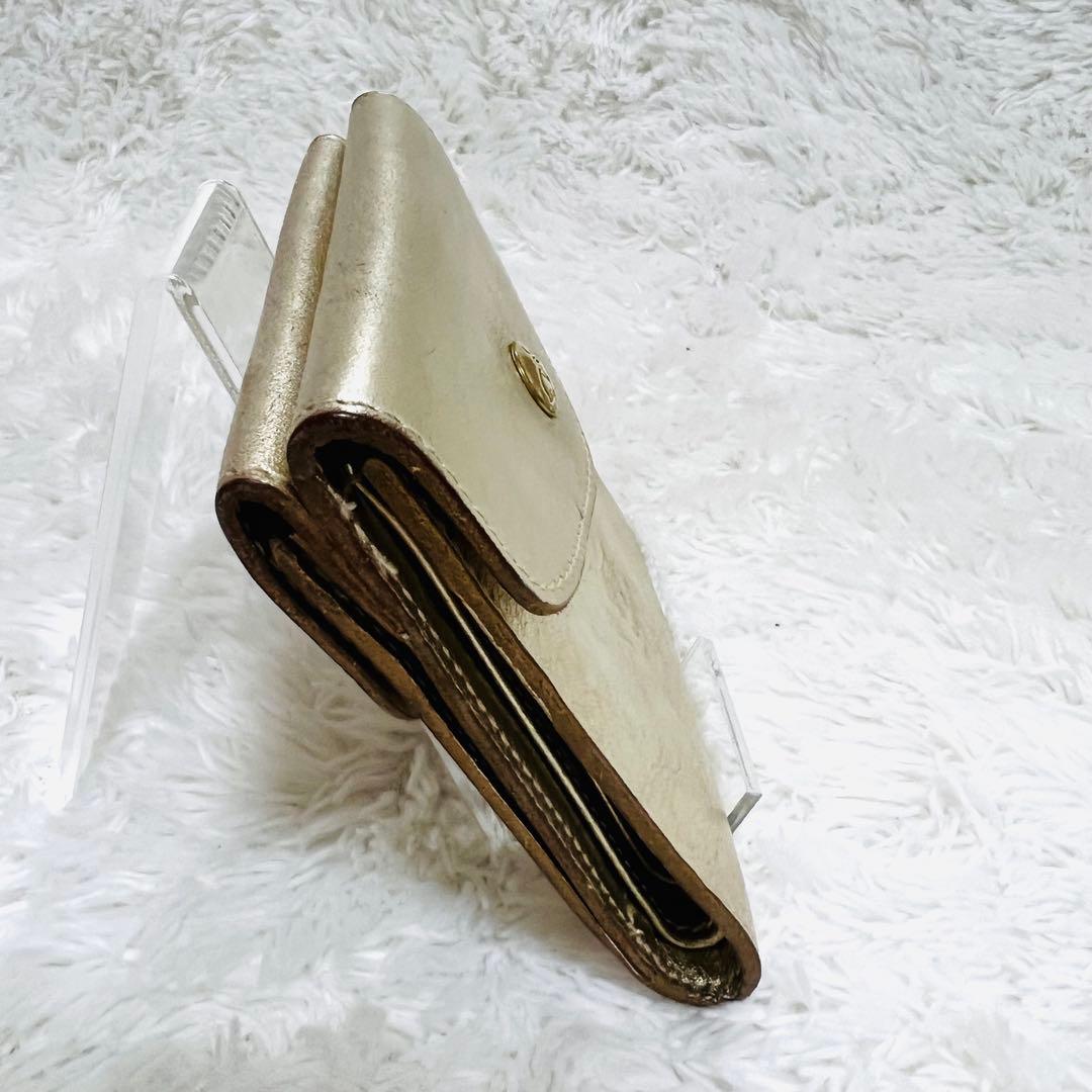 イルビゾンテ ゴールドメタリック 二つ折り財布　コンパクトウォレット　本革