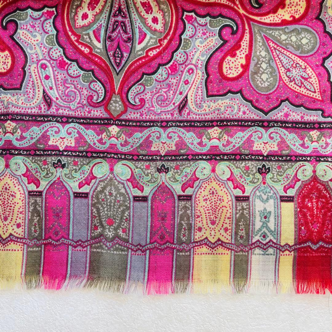 美品✴︎Etro ストール ウール100% ペイズリー柄 エトロ スカーフ カーキ