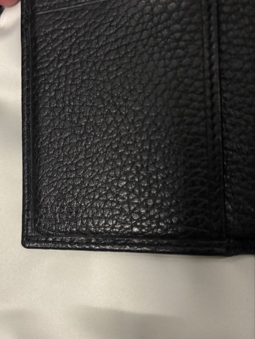 【箱保存袋付き】GUCCI GGマーモント 三つ折り財布 ブラックレザーゴールド