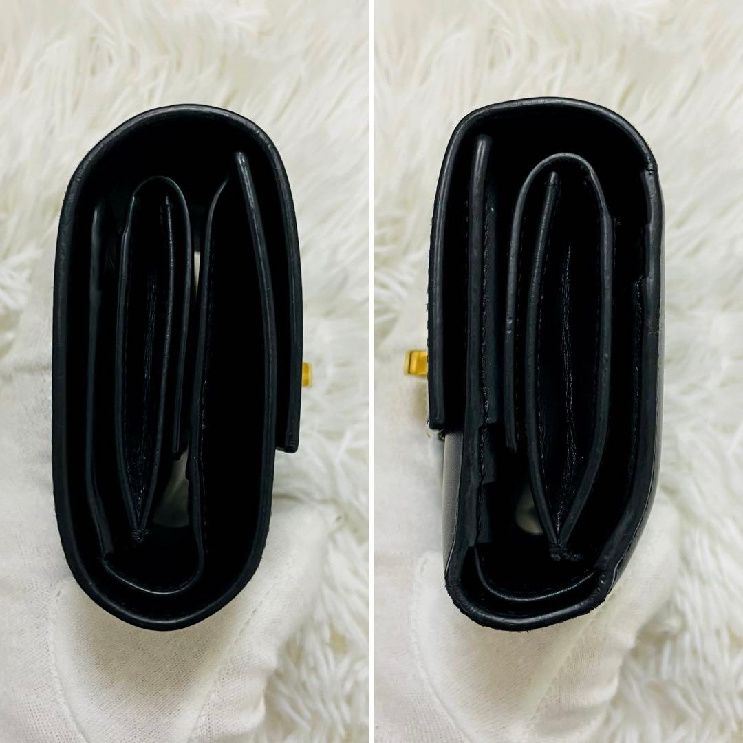 極美✨付属完備✨CELINE 三つ折り財布 セーズ 16 レザー ブラック