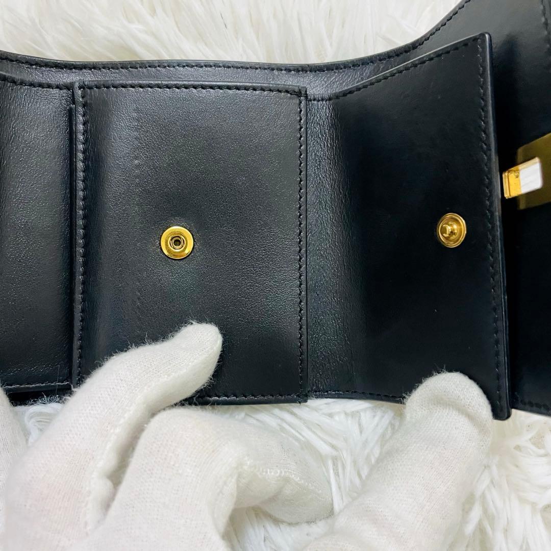 極美✨付属完備✨CELINE 三つ折り財布 セーズ 16 レザー ブラック