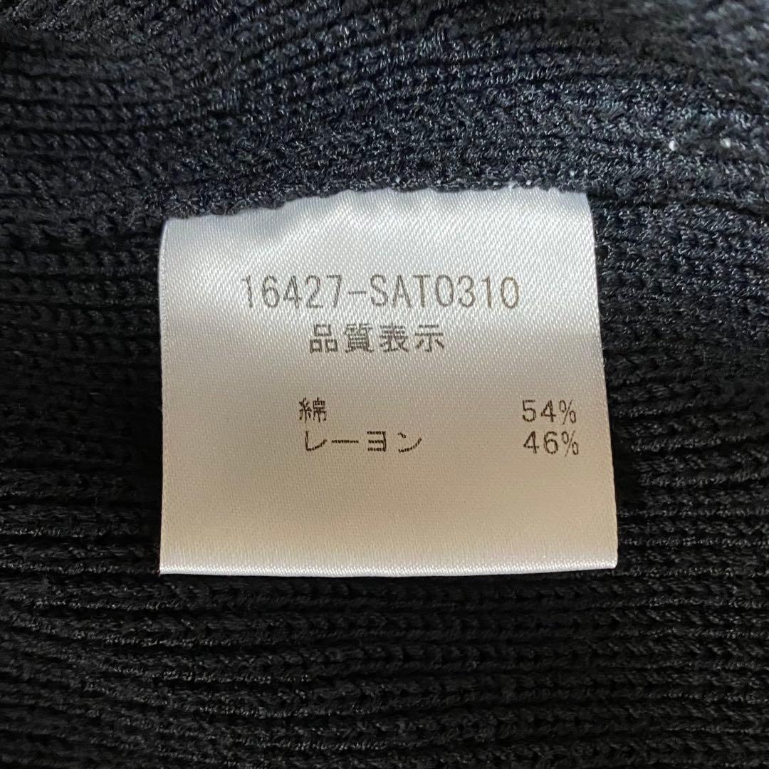 FOXEY コットン レーヨン ニットジャケット 襟付き カーディガン 黒