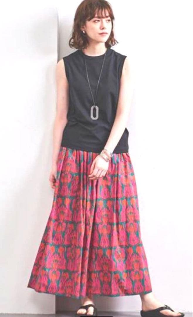 UNITED ARROWS 総柄フレアスカート 日本製 完売品 コットン100%