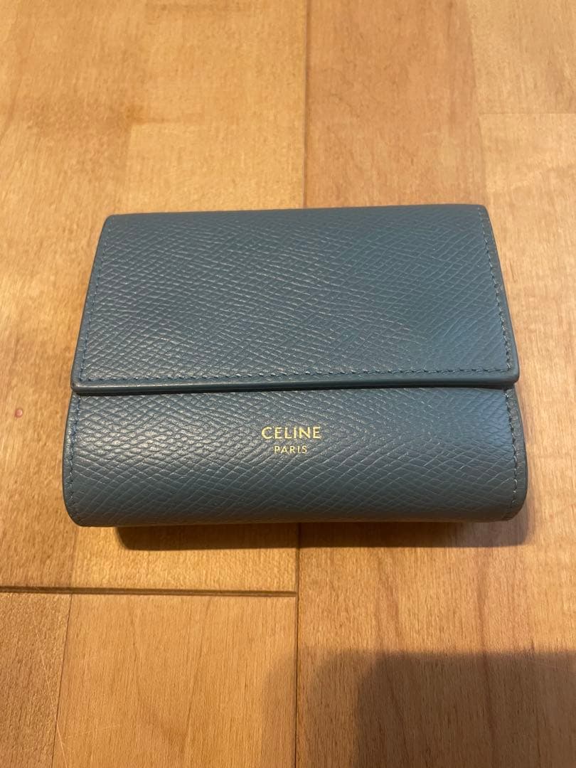 CELINE 小型三つ折り財布 プルシアンブルー