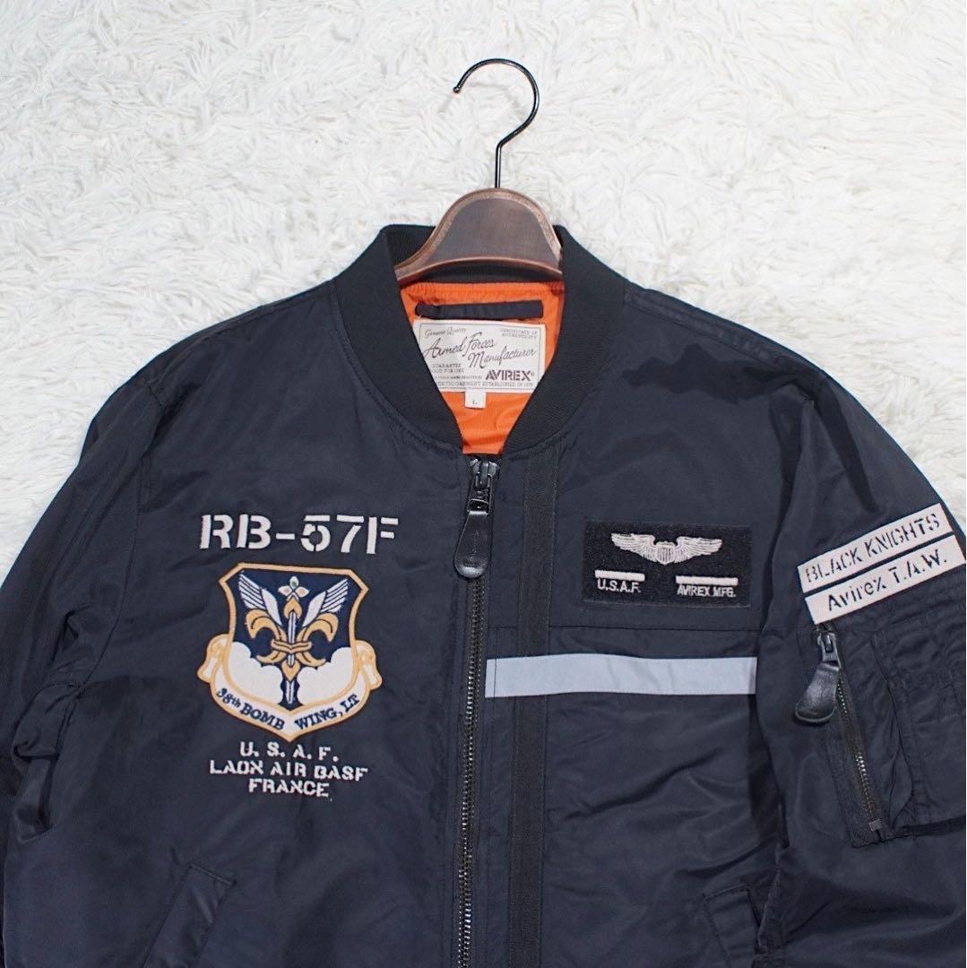 人気 完売品《AVIREX》MA-1(L)BLACK KNIGHTS フライト