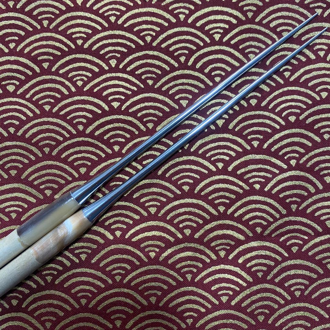 プロ用 ステンレス 盛箸 135mm 白茶水牛柄