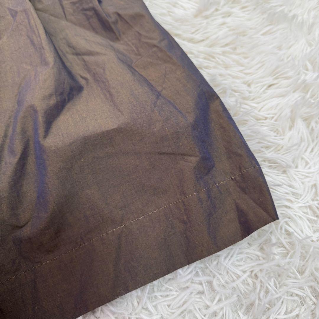《美品》 MARGARET HOWEL光沢スカート ブラウン 2 オシャレ 上品