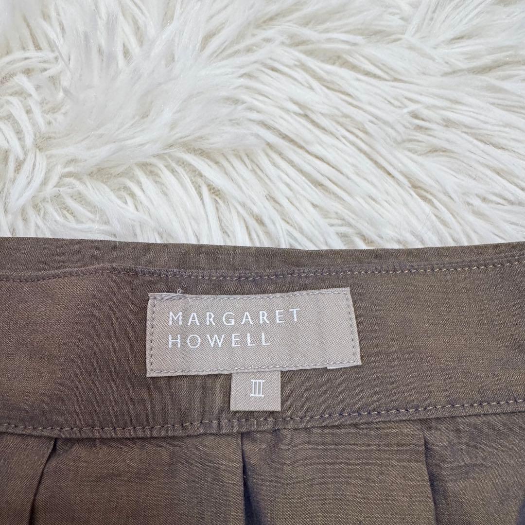 《美品》 MARGARET HOWEL光沢スカート ブラウン 2 オシャレ 上品