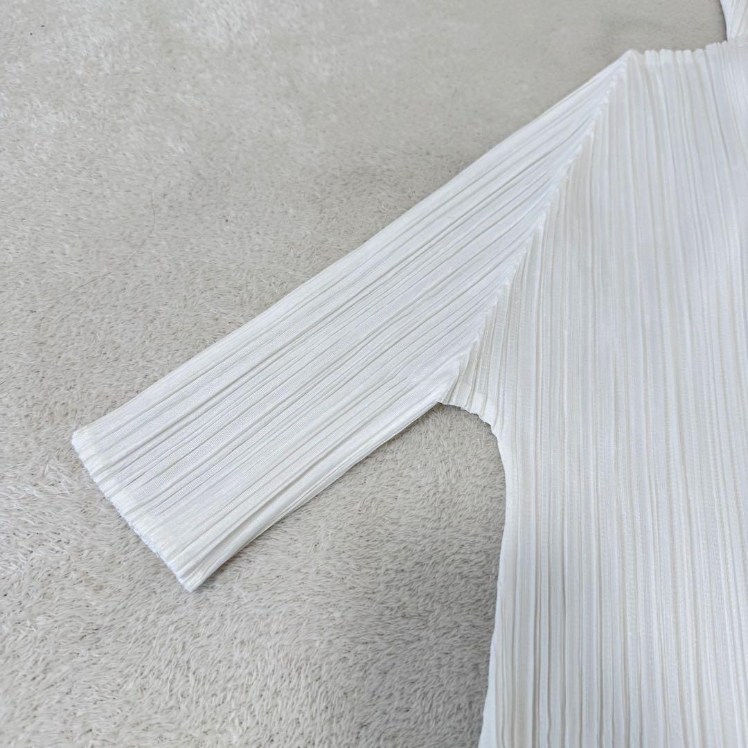 極美品✨PLEATS PLEASE プリーツ　変形　カーディガン　ホワイト