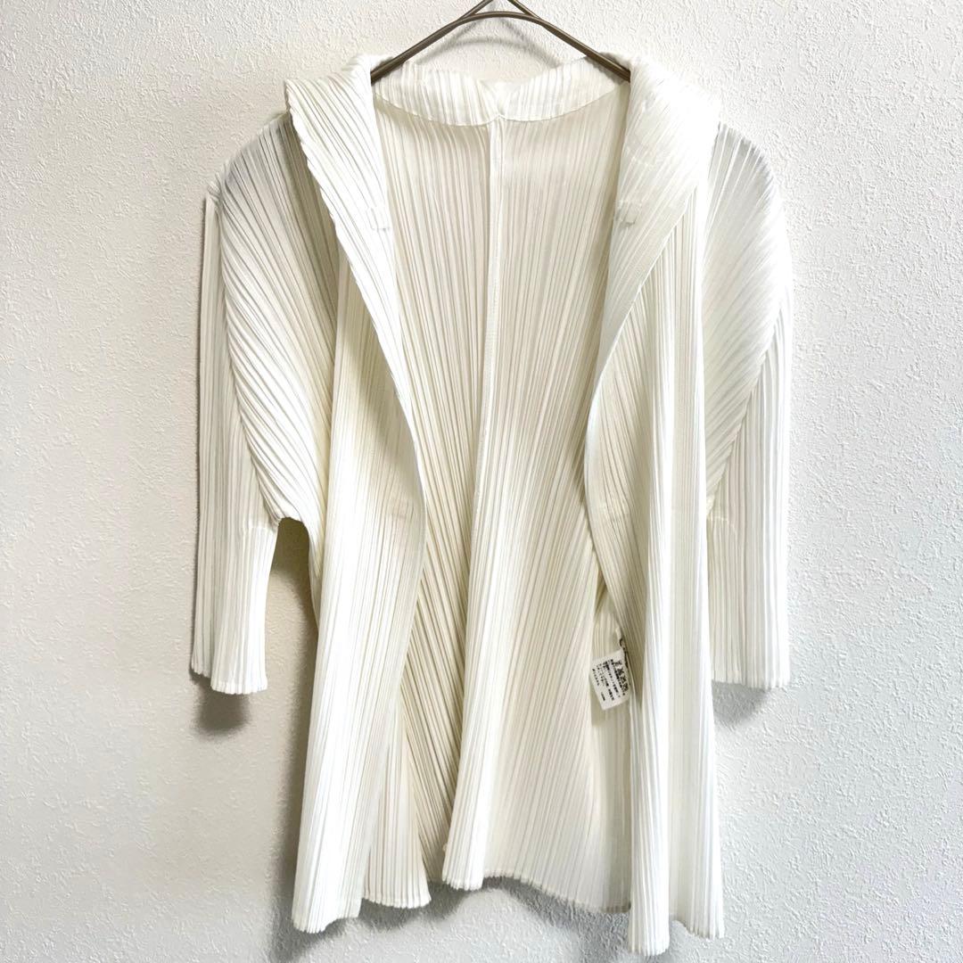 極美品✨PLEATS PLEASE プリーツ　変形　カーディガン　ホワイト