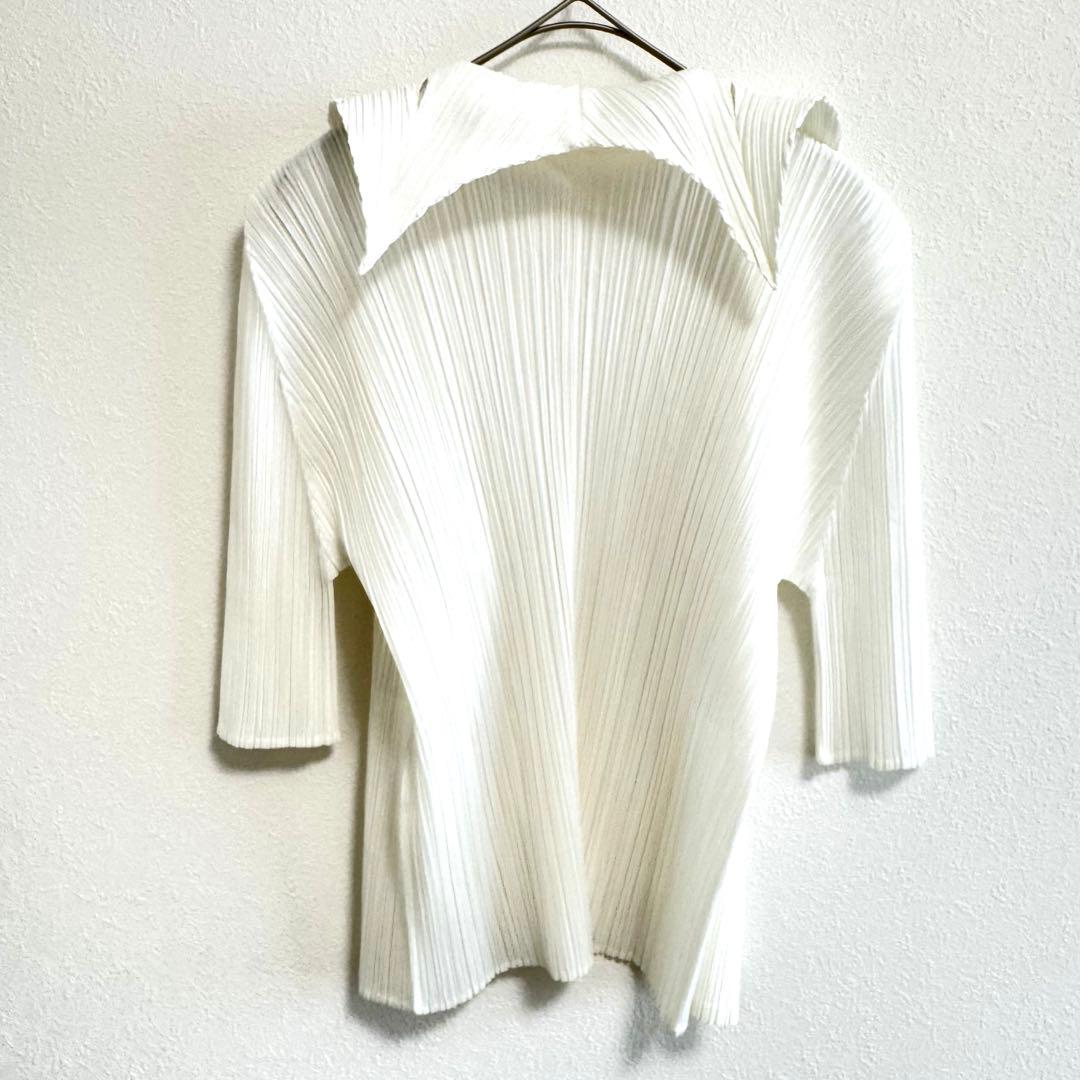極美品✨PLEATS PLEASE プリーツ　変形　カーディガン　ホワイト