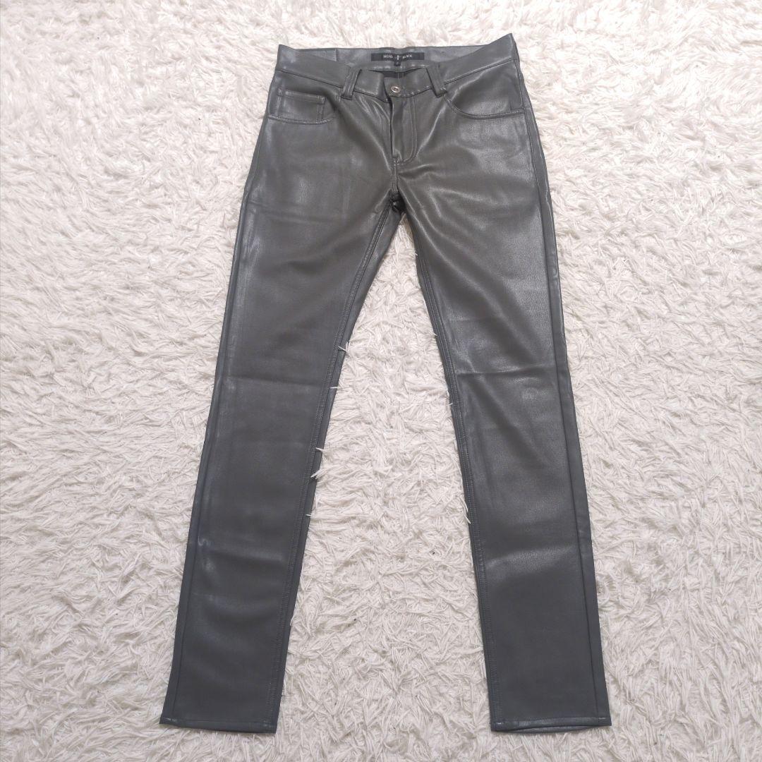 ノーアイディ　メンズ　シンセティックレザーパンツ　グレー　サイズ2