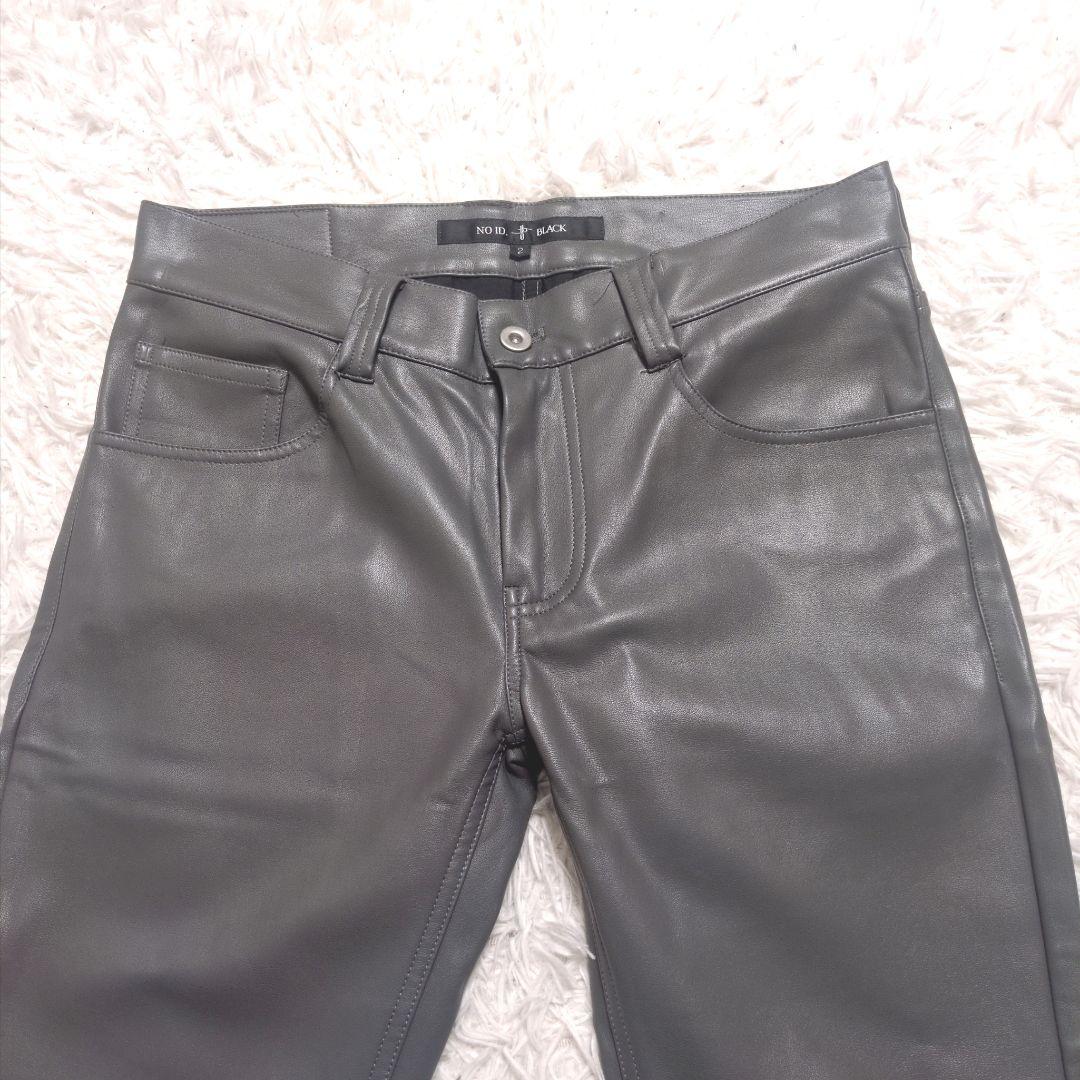 ノーアイディ　メンズ　シンセティックレザーパンツ　グレー　サイズ2