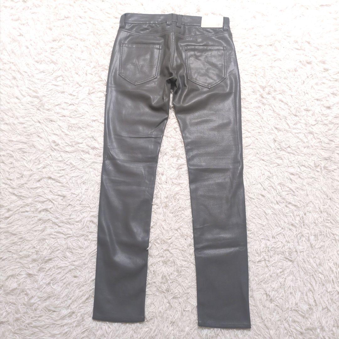 ノーアイディ　メンズ　シンセティックレザーパンツ　グレー　サイズ2