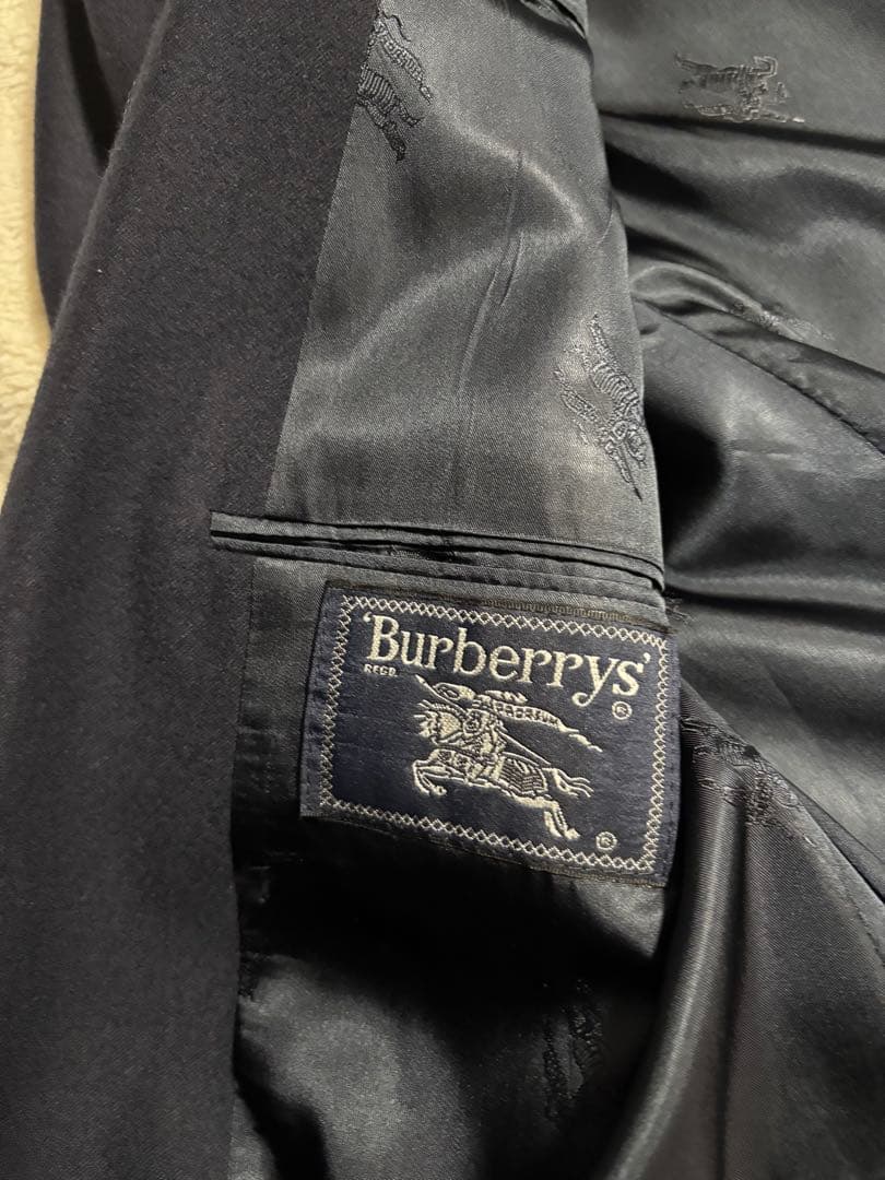 Burberry バーバリー　紺ブレ　ホースロゴ　裏地総柄　金ボタン　ダブル