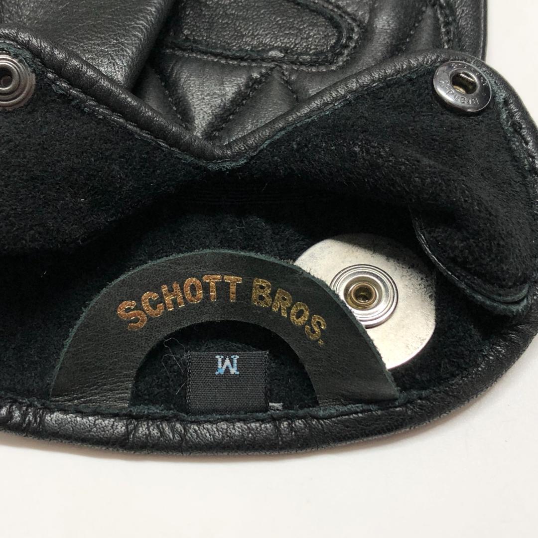 ○★訳有り新品未使用　Schott　ワンスター　レザーグローブ　M　ブラック