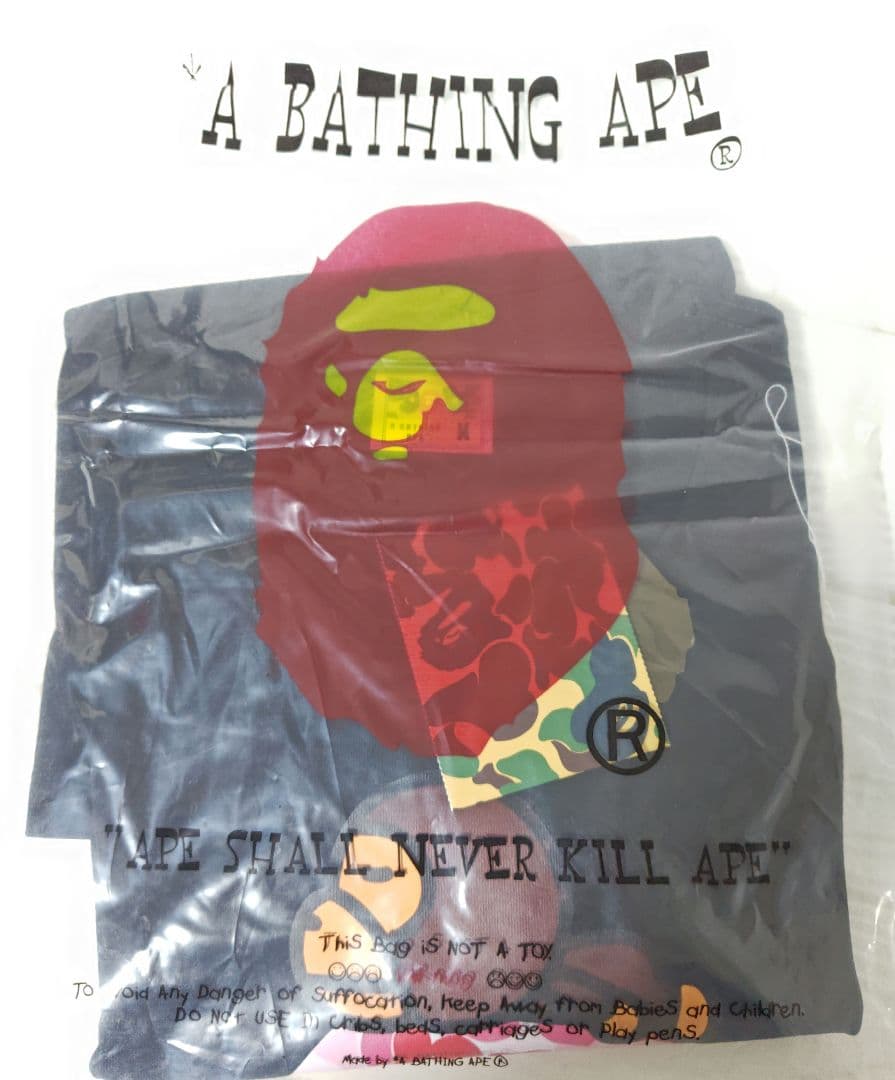Tシャツ M 黒 日本製 コットン100％ ベイプ A BATHING APE