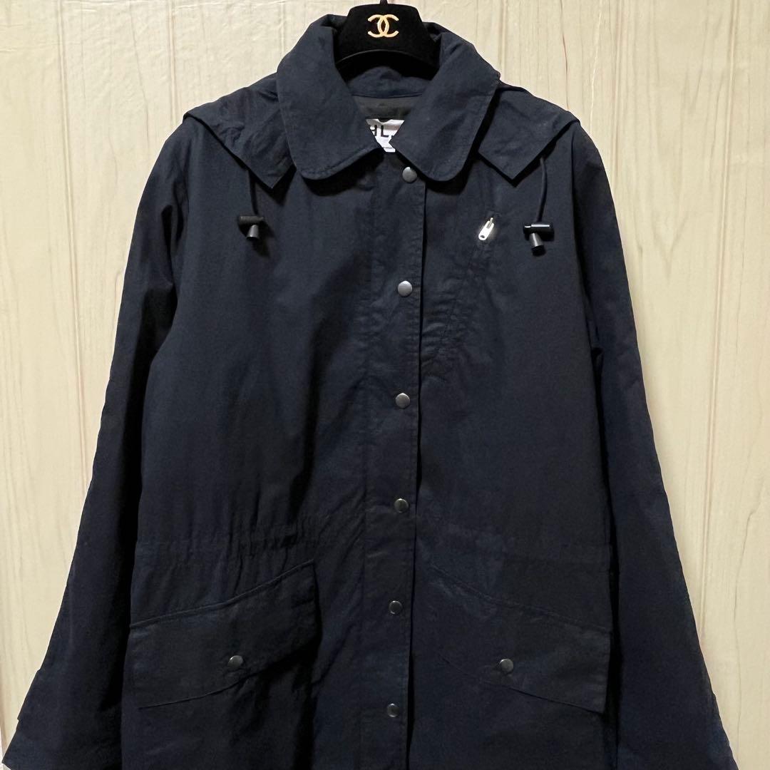 【エムエイチエル】コットンフーディージップベンチコート☆シボ感☆ネイビー☆M
