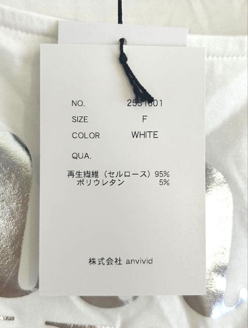 【在庫限り先着順】anvivid Tシャツ　ホワイト　シルバー　送料込み