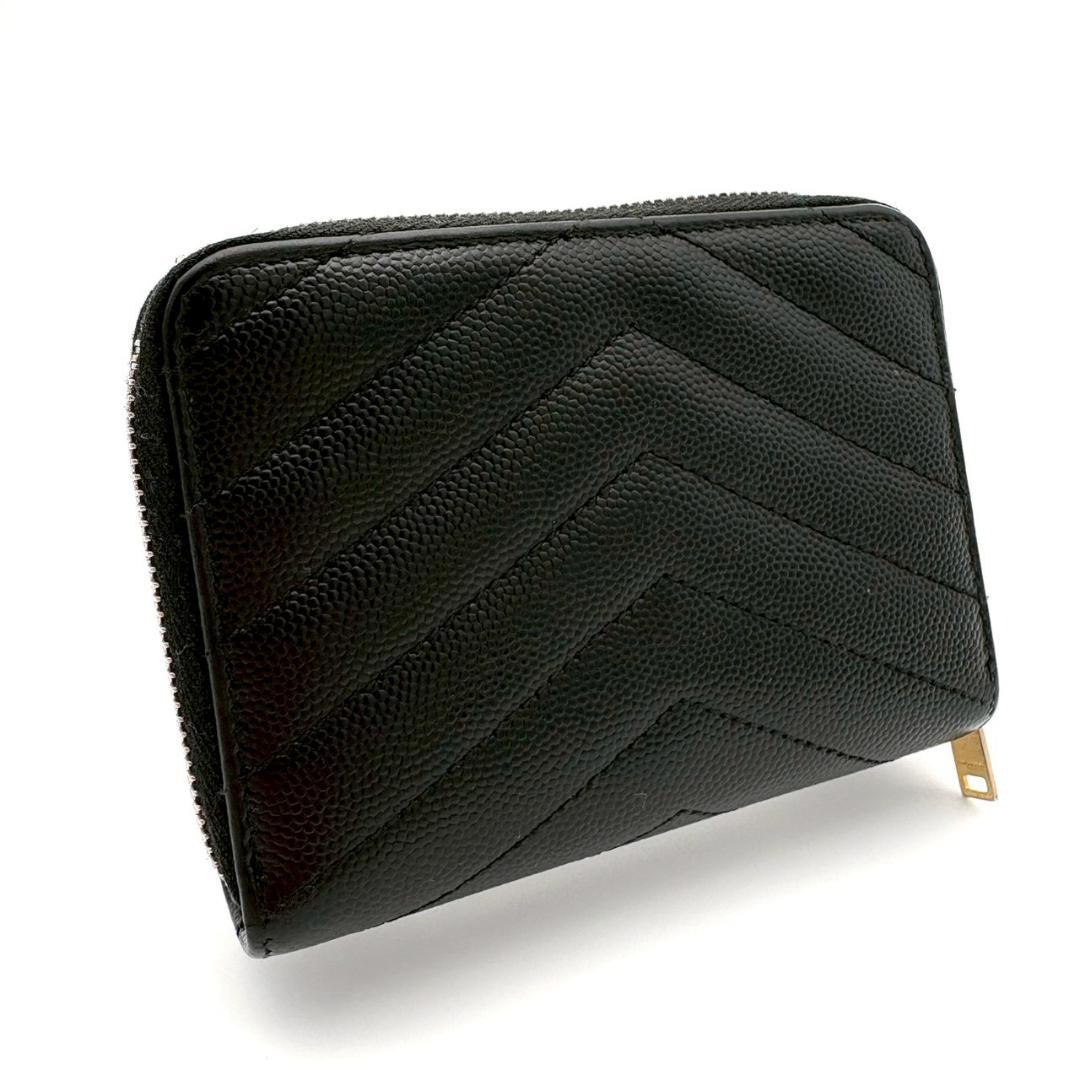 サンローラン パリ 折財布 キャビアスキン Vステッチ YSL 黒 2779