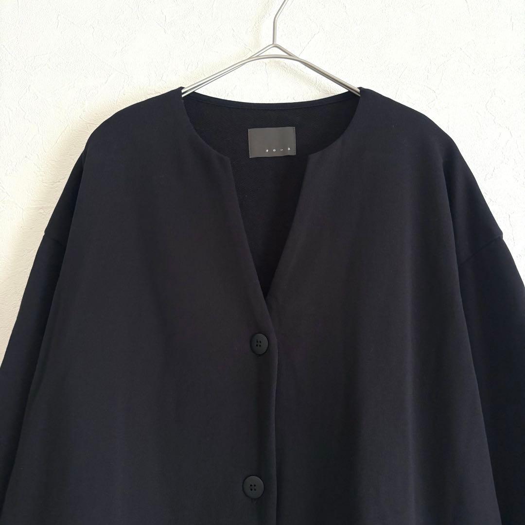 美品✨ オローネ ノーカラーカットソー カーディガン ブラック