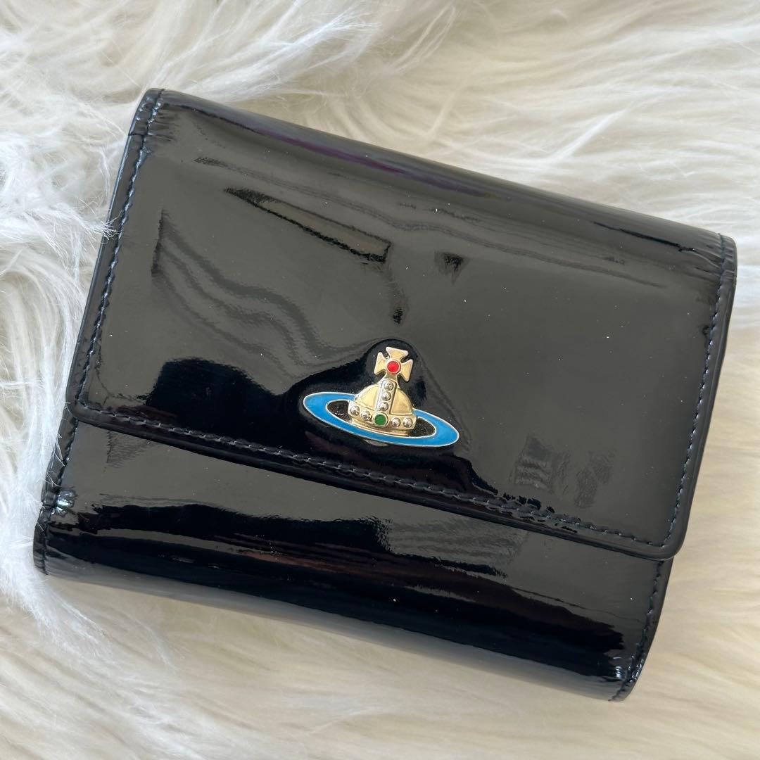 Vivienne Westwood 二つ折り財布 エナメル ブラック 黒 オーブ