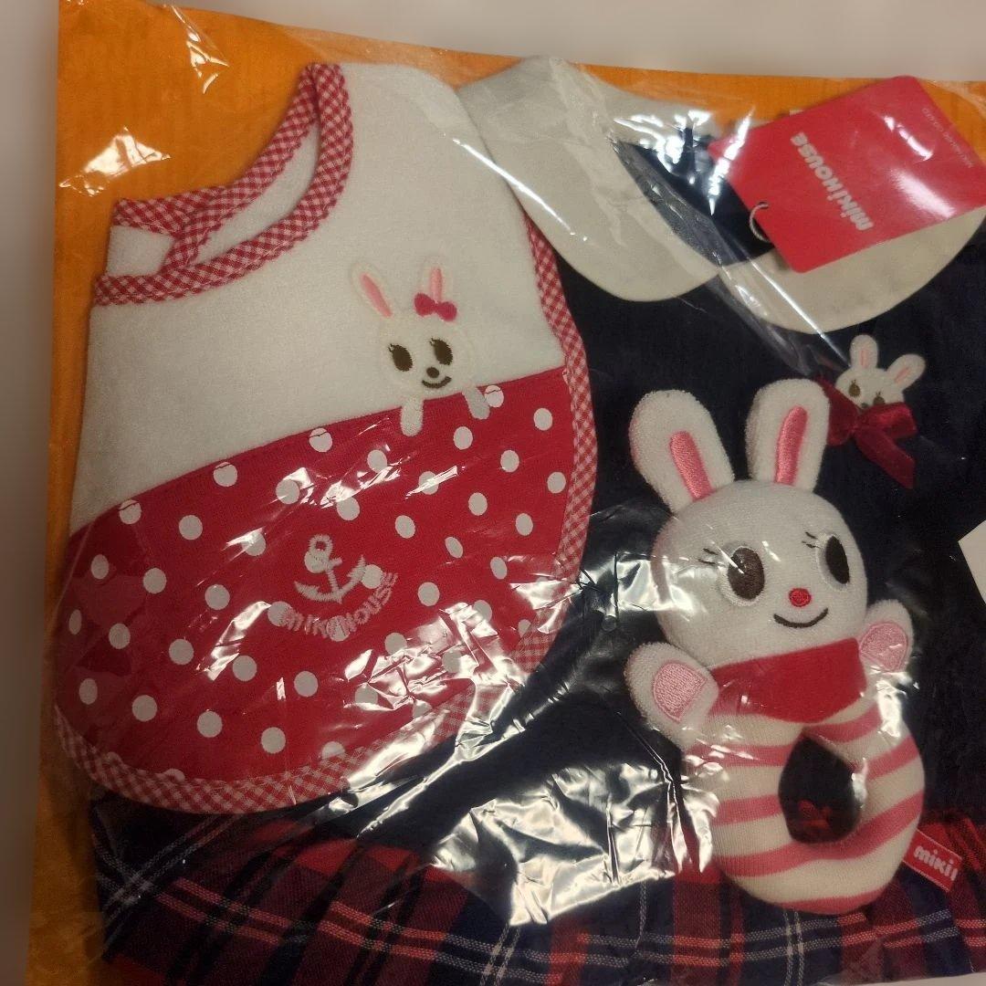 新品　MIKIHOUSE ミキハウス ワンピース うさこ　 スタイ　ラトル