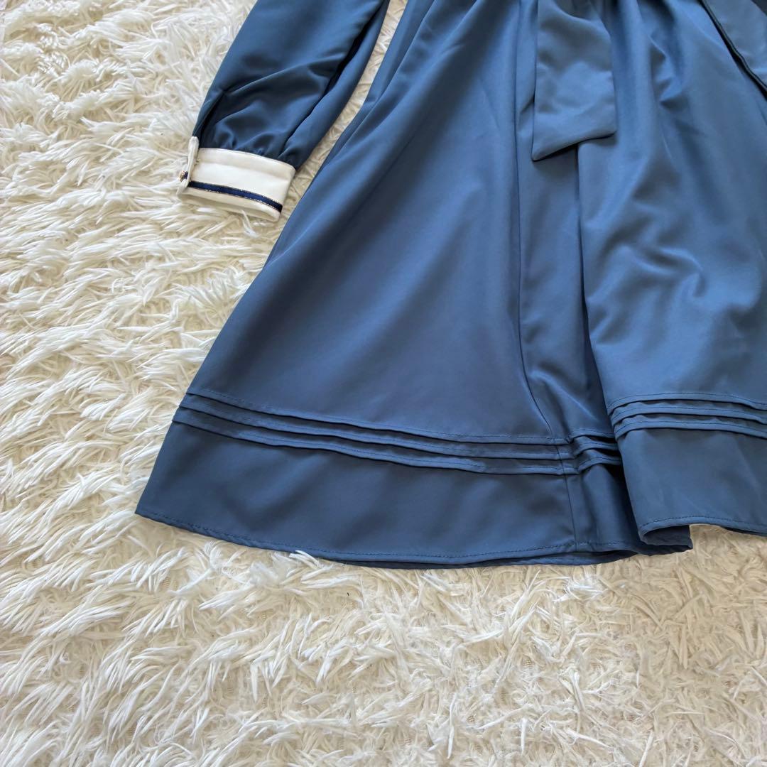 タグ付き✨　アマベル　ロングワンピース　長袖　リボン　襟あり　青　ガーリー
